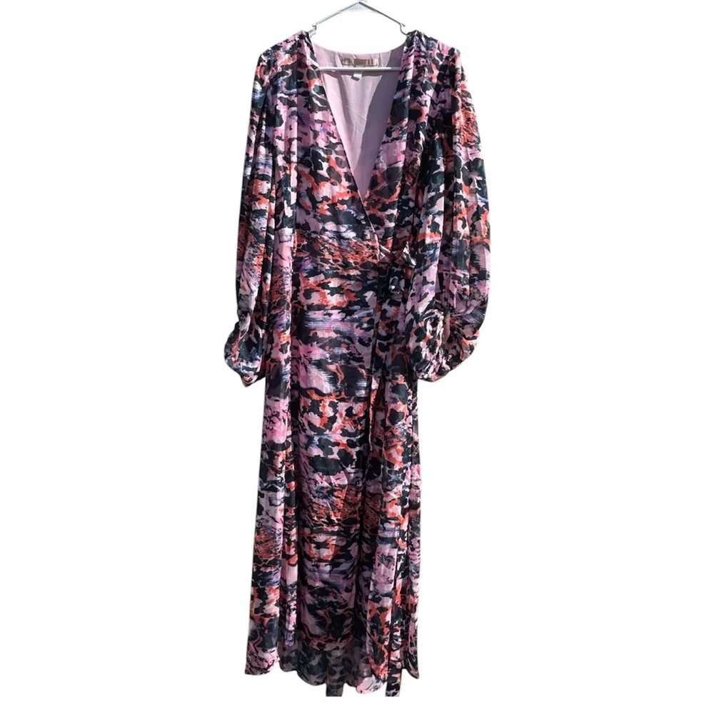 Hutch Anthropologie Lindie Wrap Maxi Dress Women’s Large Abstract Print Long